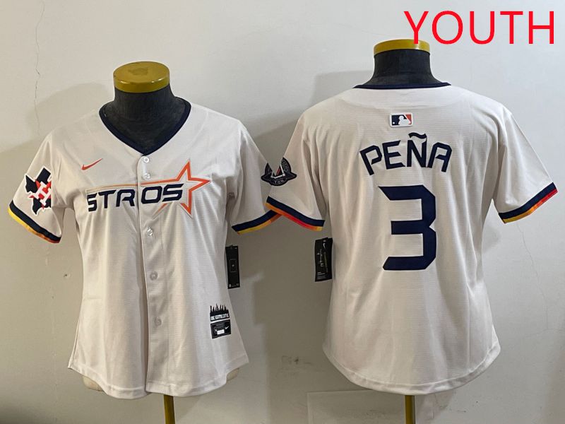 Youth Houston Astros 3 Pena Cream Three generations Joint Name 2025 Nike MLB Jersey style 14
